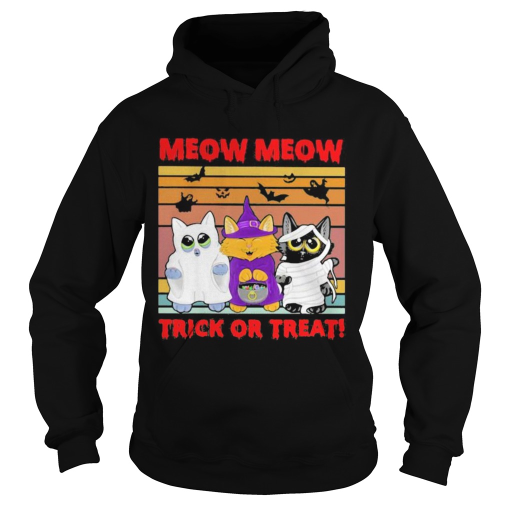 Meow Meow Trick Or Treat Cats Halloween Vintage Retro  Hoodie