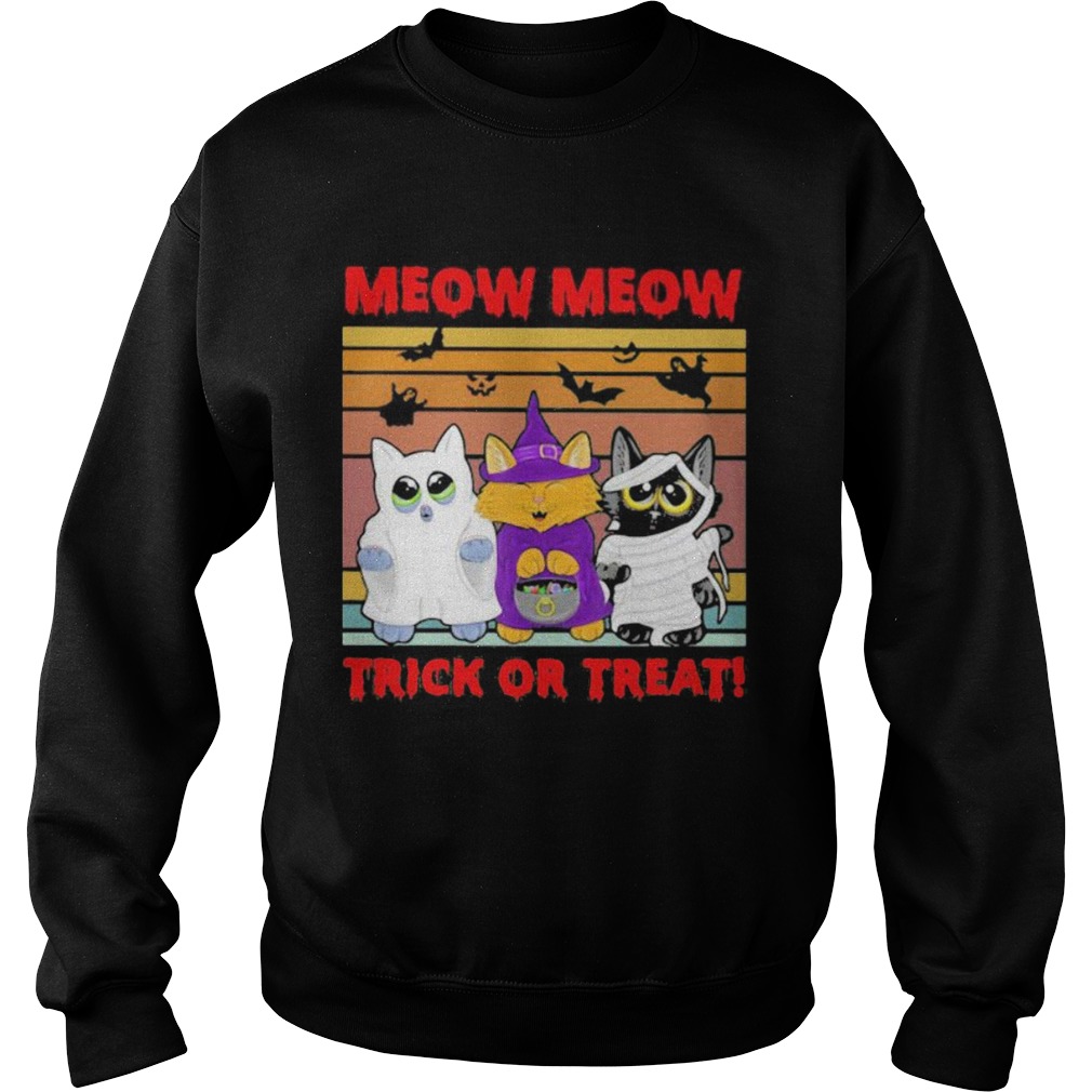 Meow Meow Trick Or Treat Cats Halloween Vintage Retro  Sweatshirt