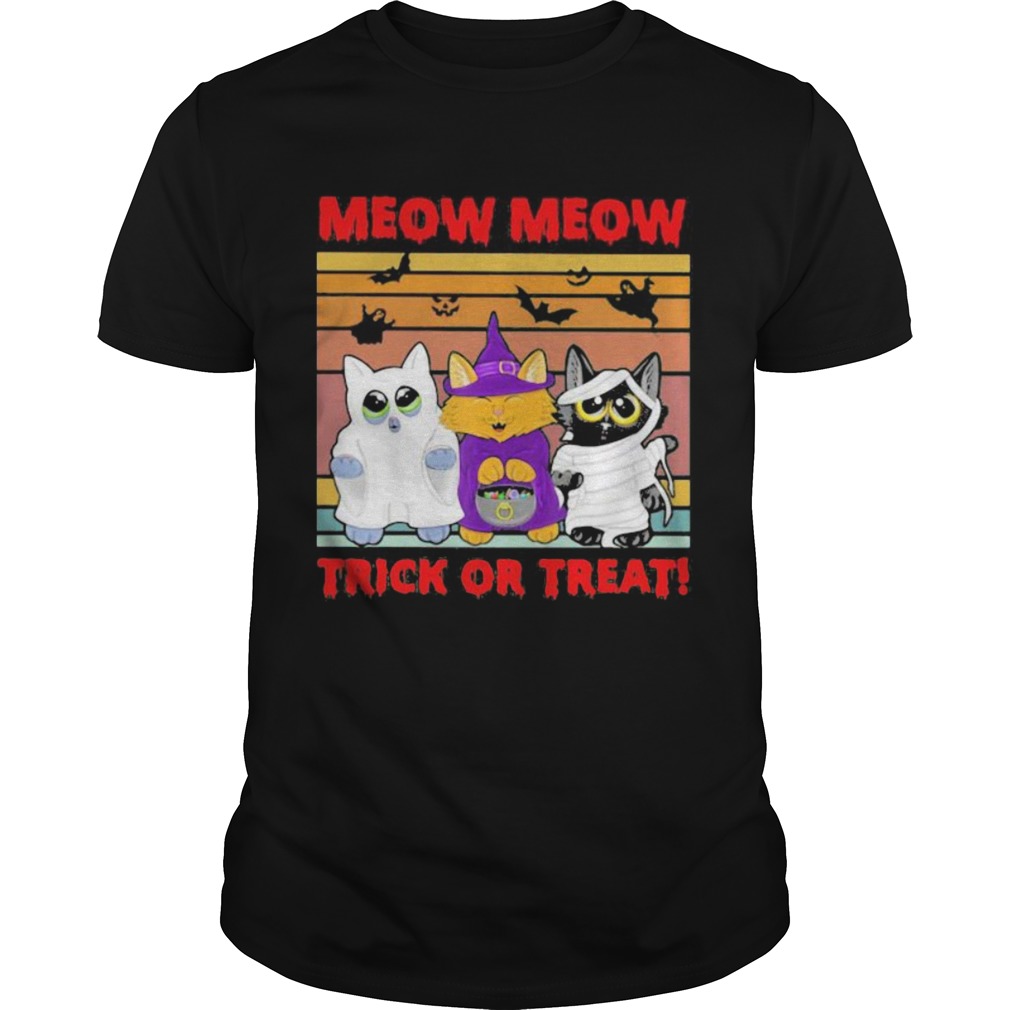 Meow Meow Trick Or Treat Cats Halloween Vintage Retro  Unisex