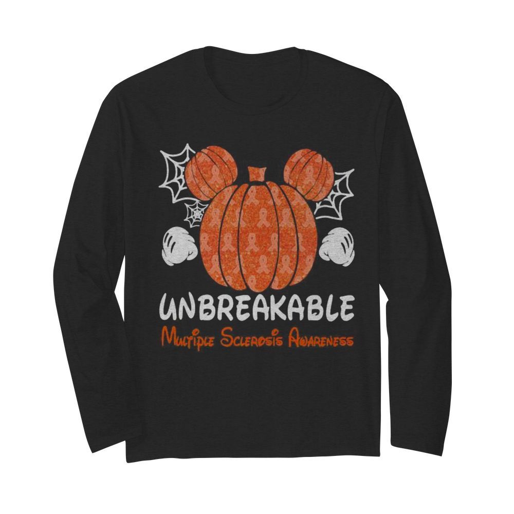 Mickey mouse pumpkin unbreakable multiple sclerosis awareness  Long Sleeved T-shirt 