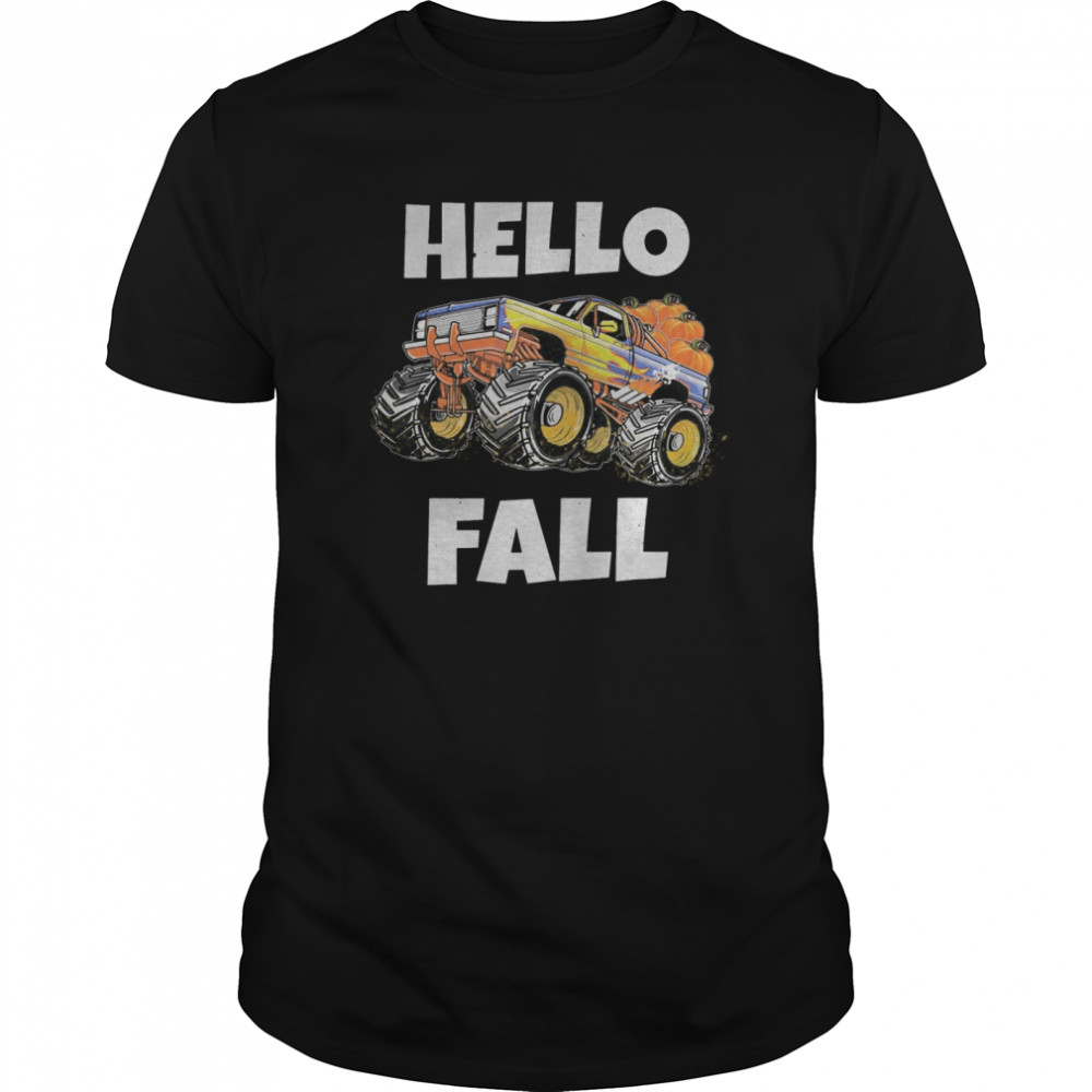 Monster Truck Thanksgiving Hello Fall  Classic Men's T-shirt