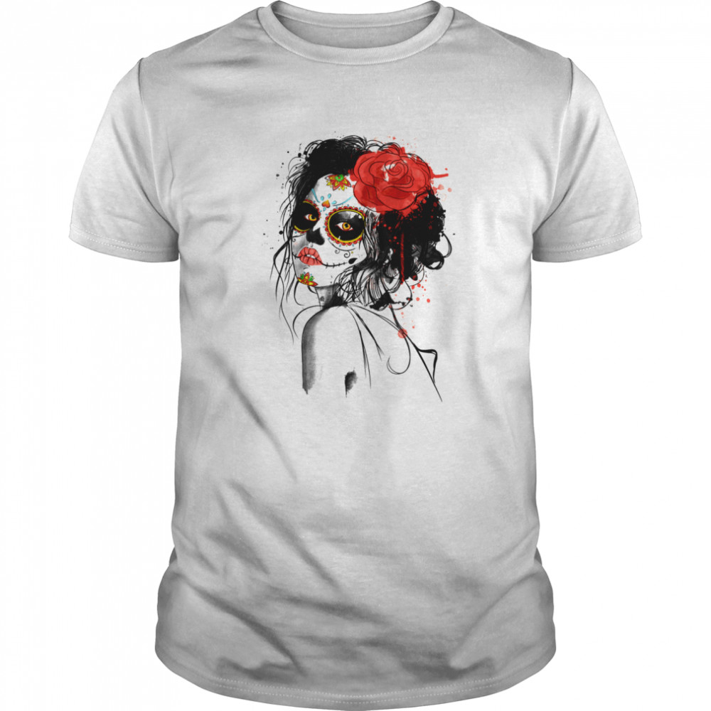 Muertos Day Of The Dead Sugar Skull Girl  Classic Men's T-shirt