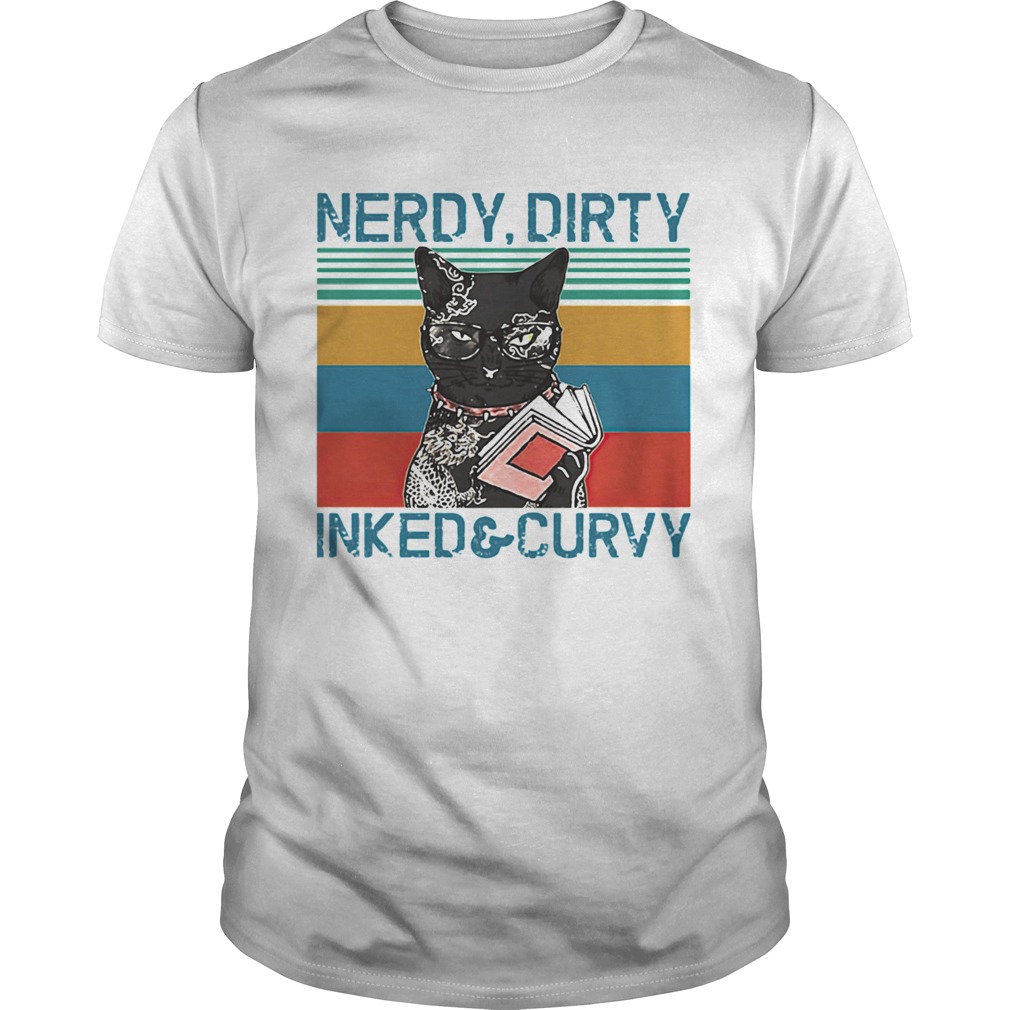 Nerdy Dirty Inked And Curvy Cat Vintage Retro  Unisex