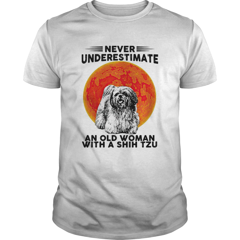 Never Underestimate An Old Woman With A Shih Tzu Dog Moon Halloween shirt