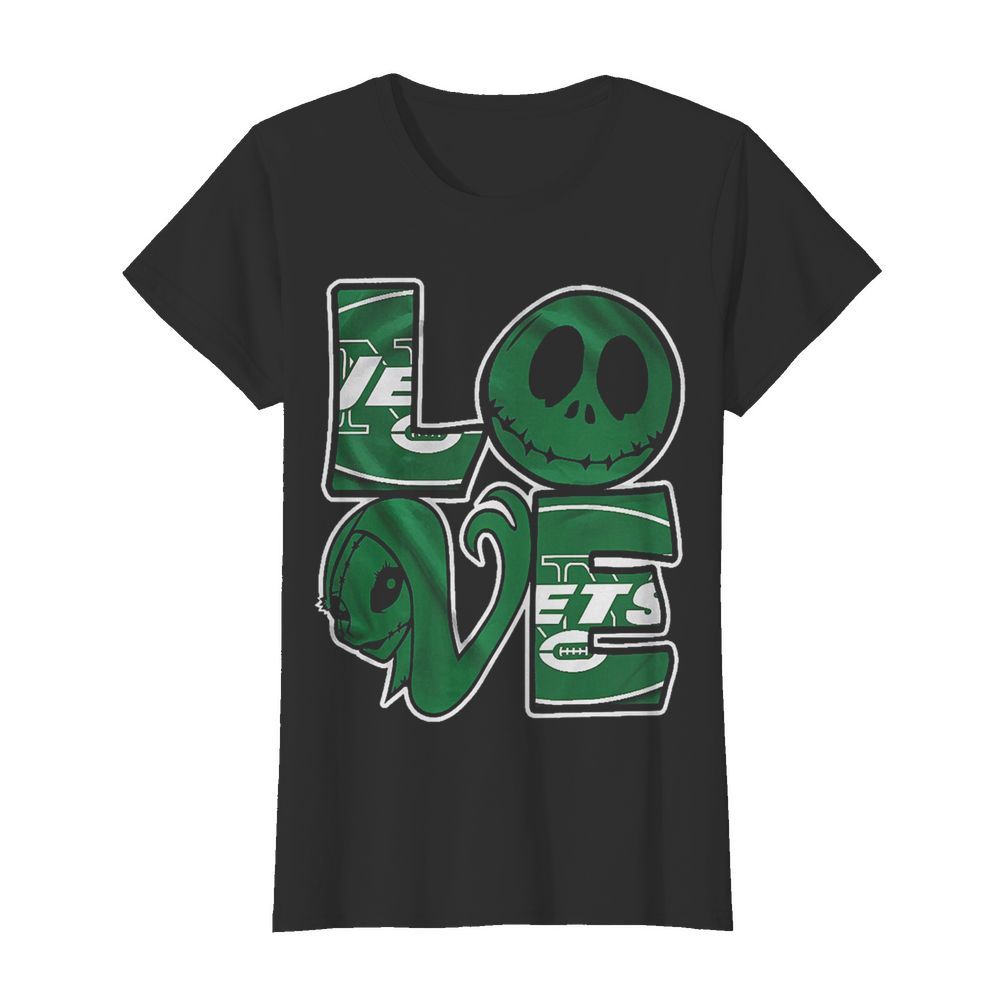 New York Jets Jack Skellington And Sally Love  Classic Women's T-shirt