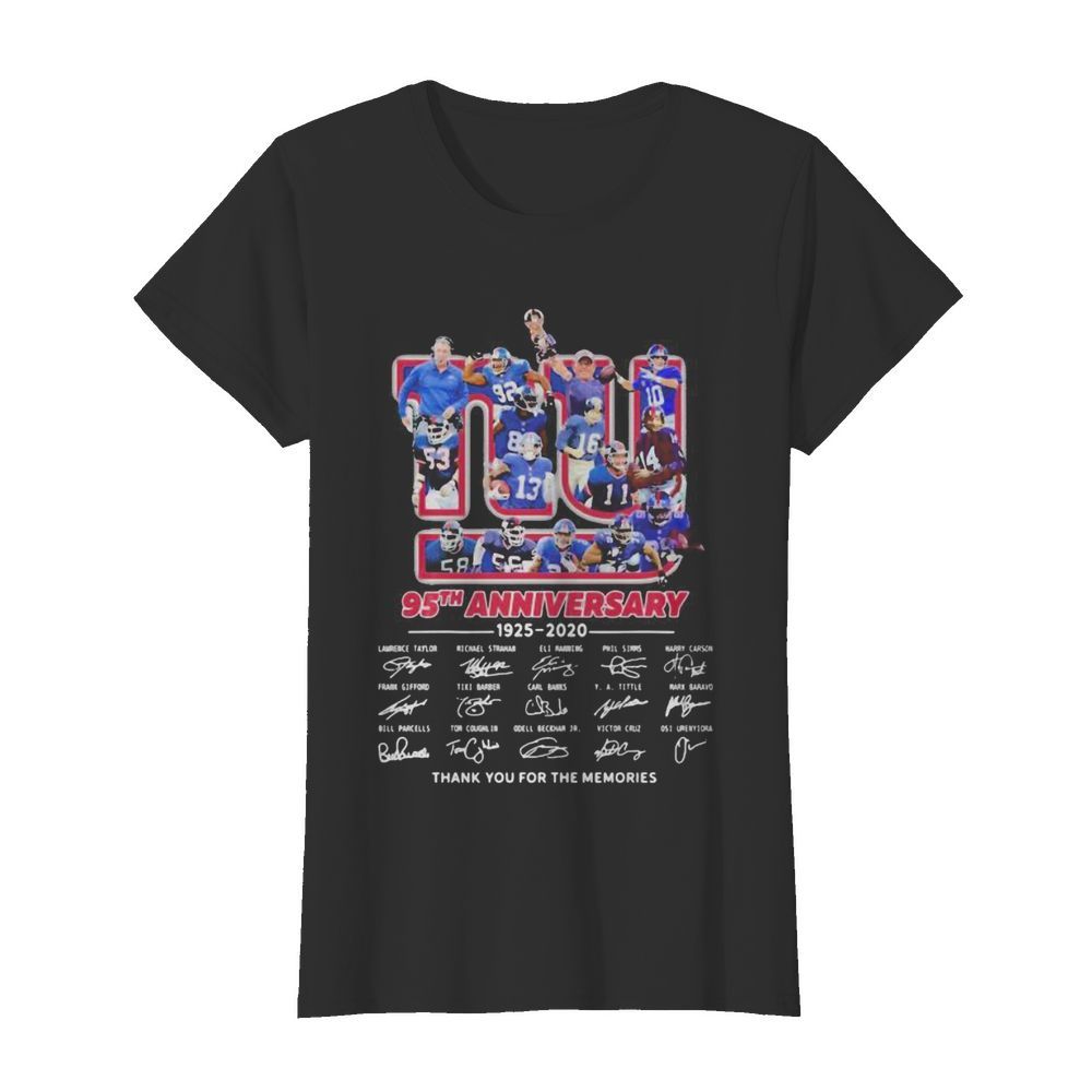 New york giants 95th anniversary 1925 2020 thank for the memories signatures  Classic Women's T-shirt