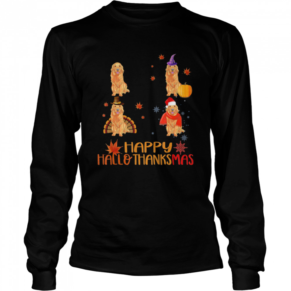 Nice Golden Retriever Happy Hallothanksmas  Long Sleeved T-shirt