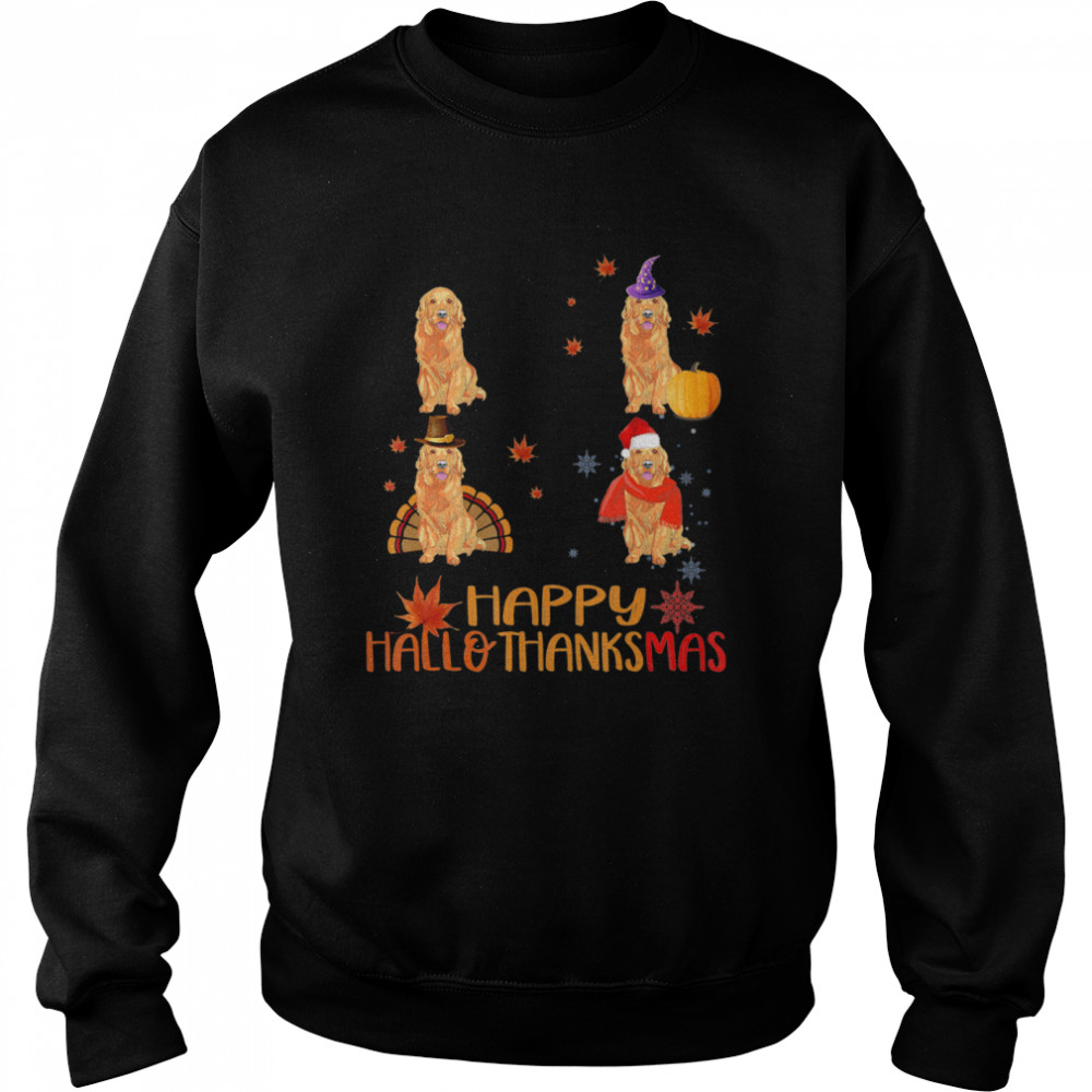 Nice Golden Retriever Happy Hallothanksmas  Unisex Sweatshirt