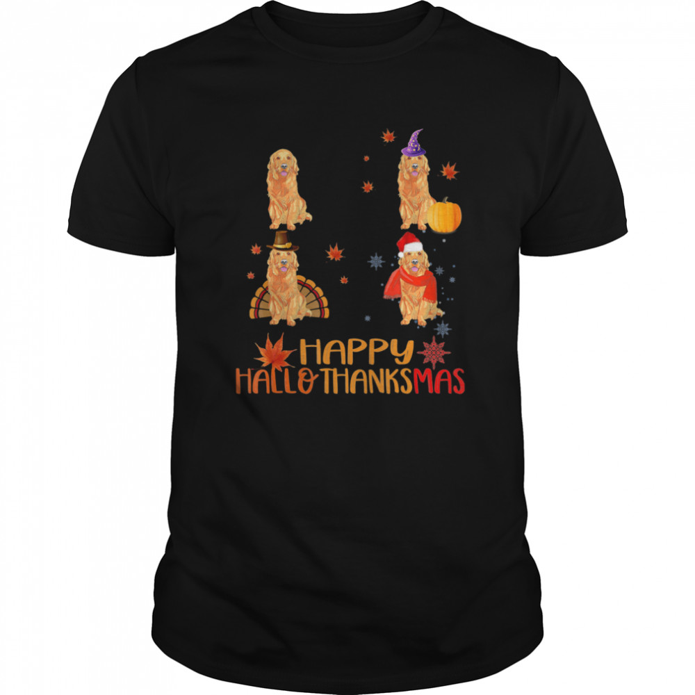 Nice Golden Retriever Happy Hallothanksmas  Classic Men's T-shirt