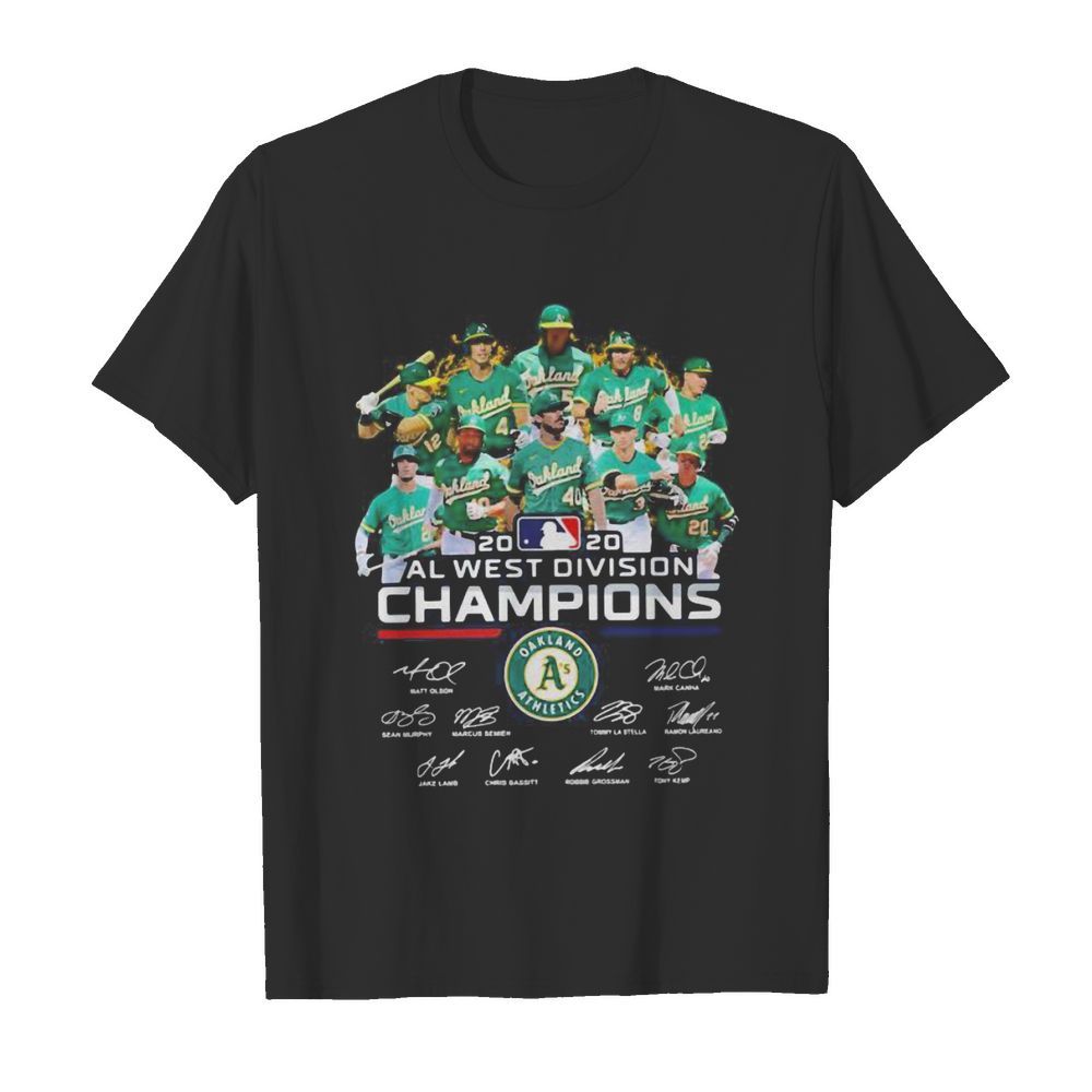 Oakland athletics 2020 al west division champions players signatures shirt