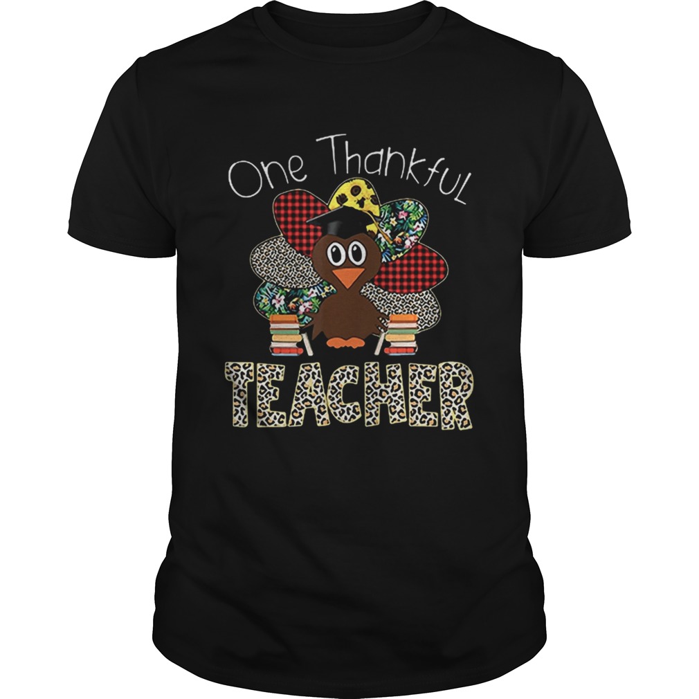 One Thankful Teacher Turkey Leopard Thanksgiving shirt