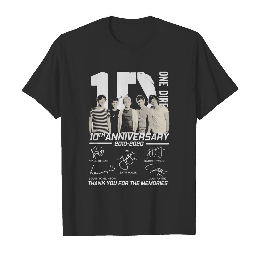 One direction 10th anniversary 2010 2020 thank for the memories signatures shirt