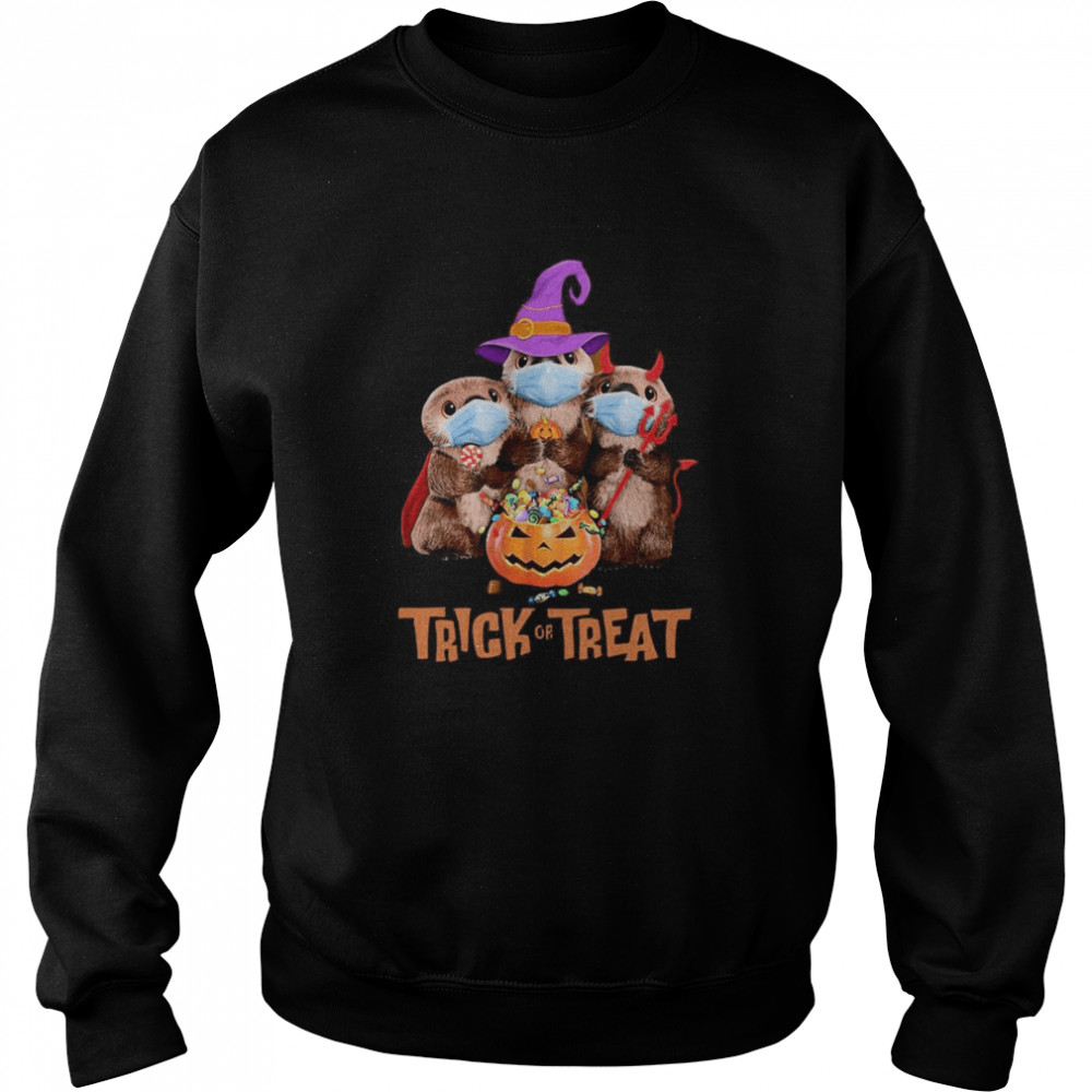 Otter Face Mask Trick Or Treat  Unisex Sweatshirt