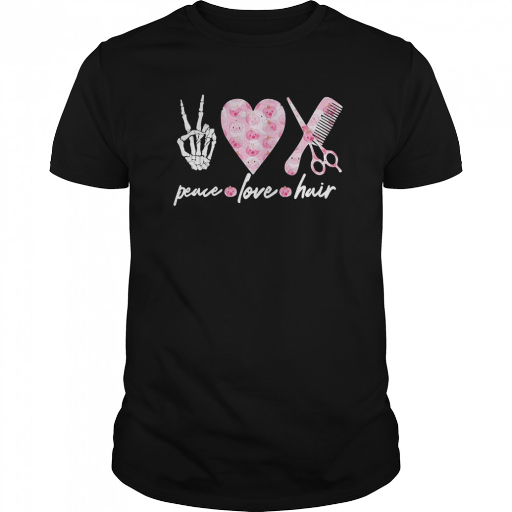 Peace love hair pumpkin pink breast cancer awareness shirt