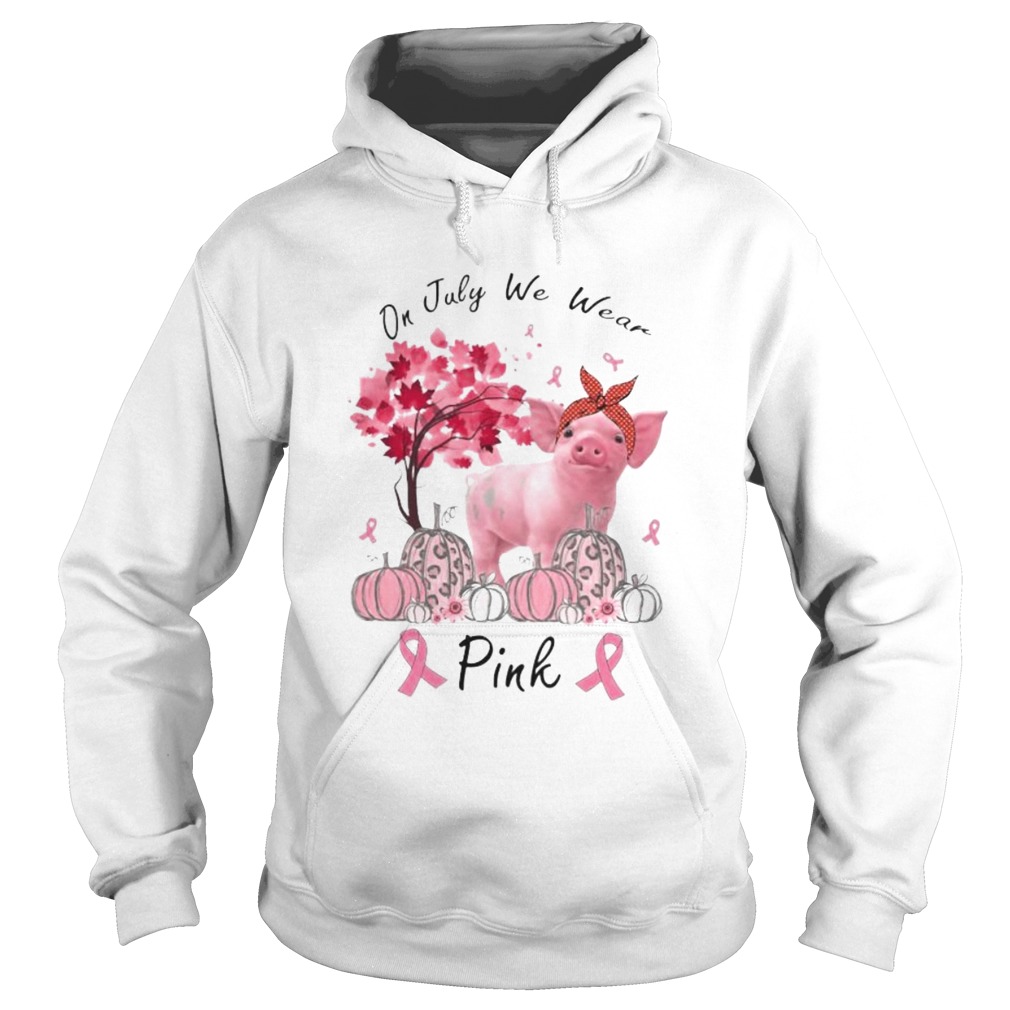 Pig On july we wear pink Pumpkin Breast Cancer Awareness  Hoodie