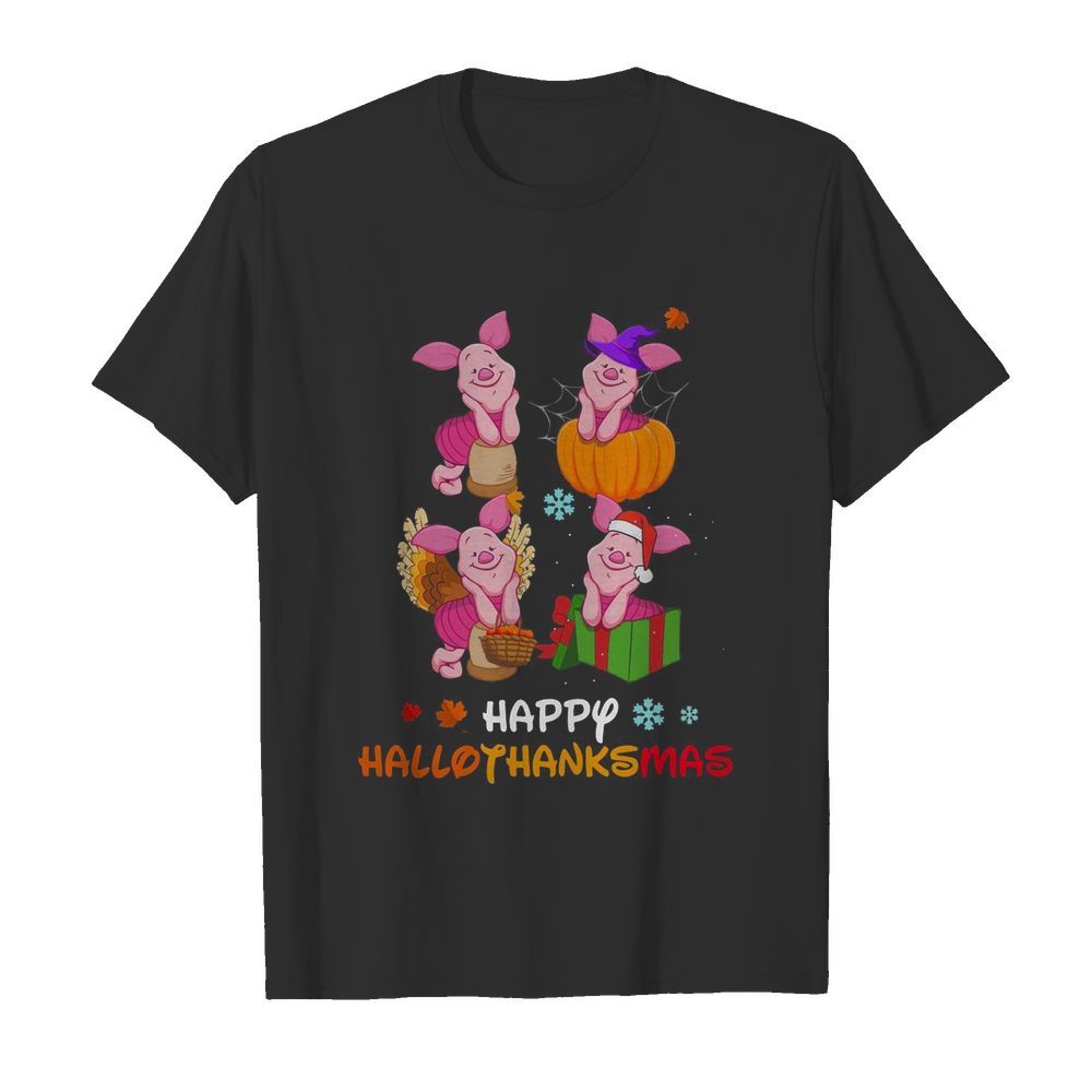 Piglet Disney Halloween And Merry Christmas Happy Hallothanksmas shirt