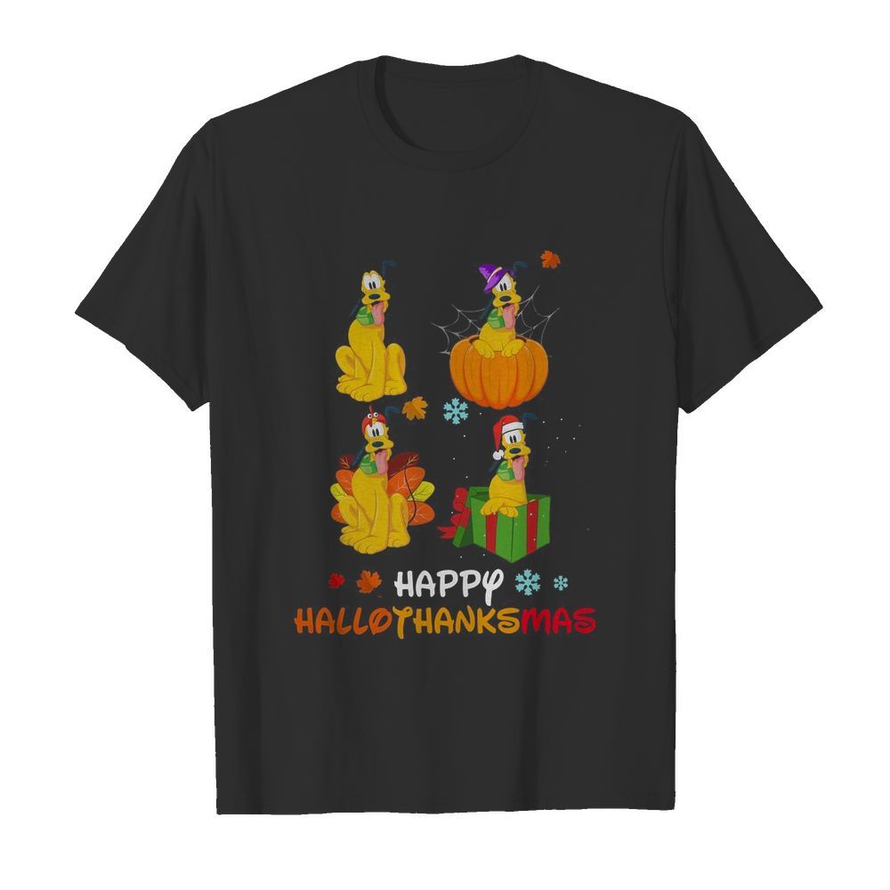 Pluto Disney Halloween And Merry Christmas Happy Hallothanksmas shirt