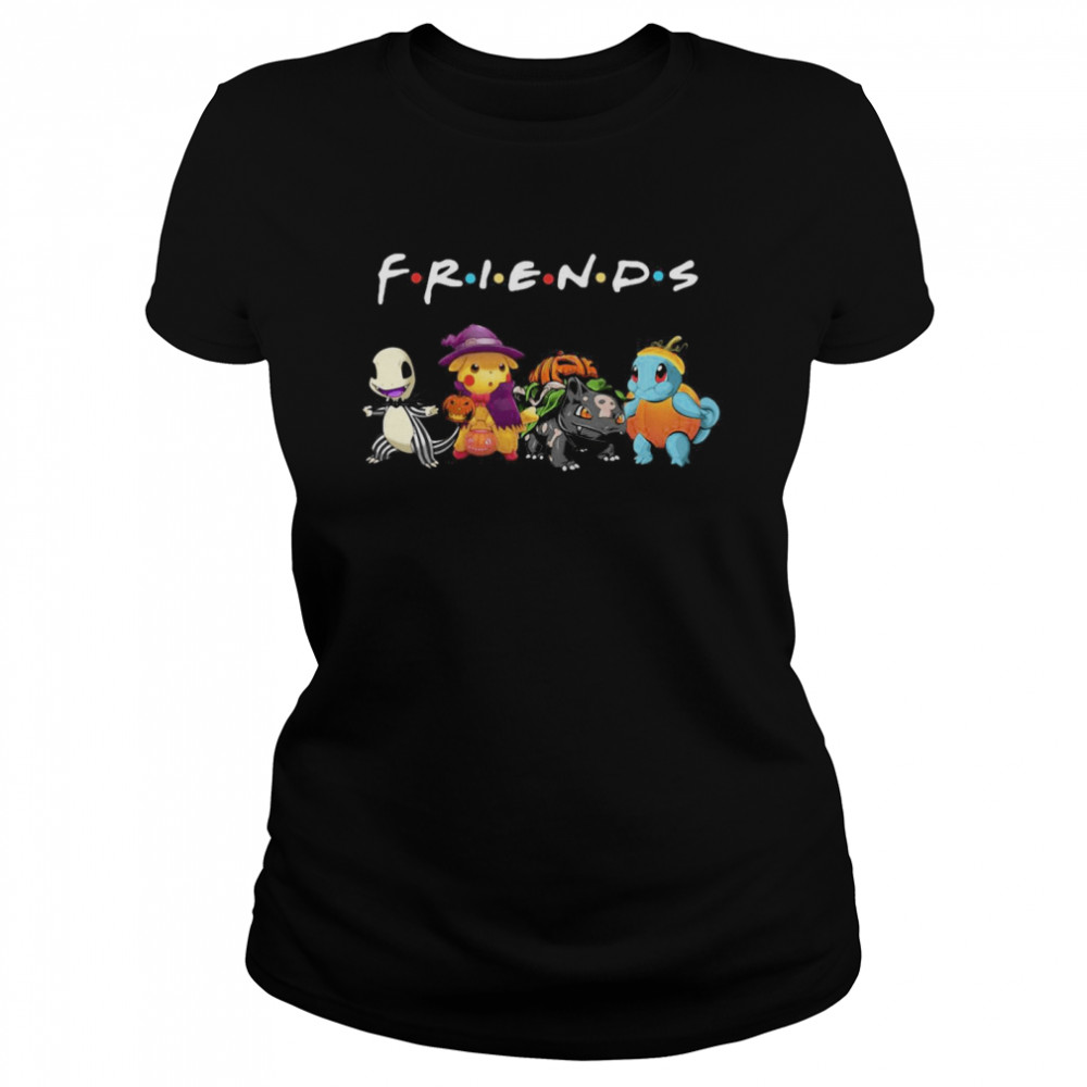 Pokemon Charmander Pikachu Bulbasaur And Squirtle Friends Halloween  Classic Women's T-shirt