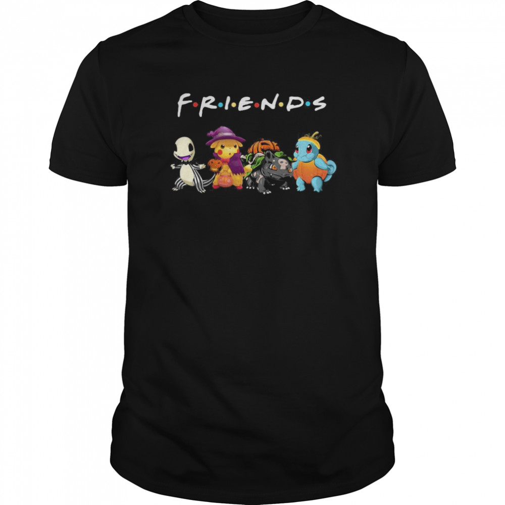 Pokemon Charmander Pikachu Bulbasaur And Squirtle Friends Halloween  Classic Men's T-shirt