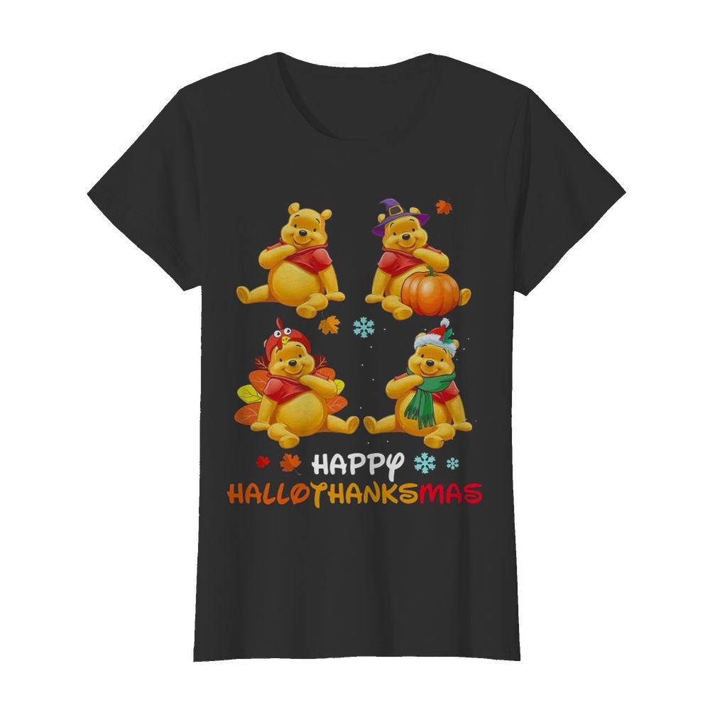 Pooh Disney Halloween And Merry Christmas Happy Hallothanksmas  Classic Women's T-shirt