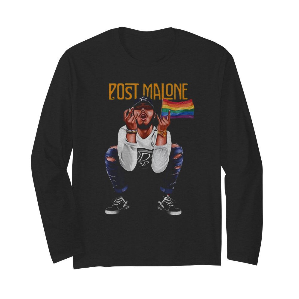 Post Malone LGBT American Flag  Long Sleeved T-shirt 