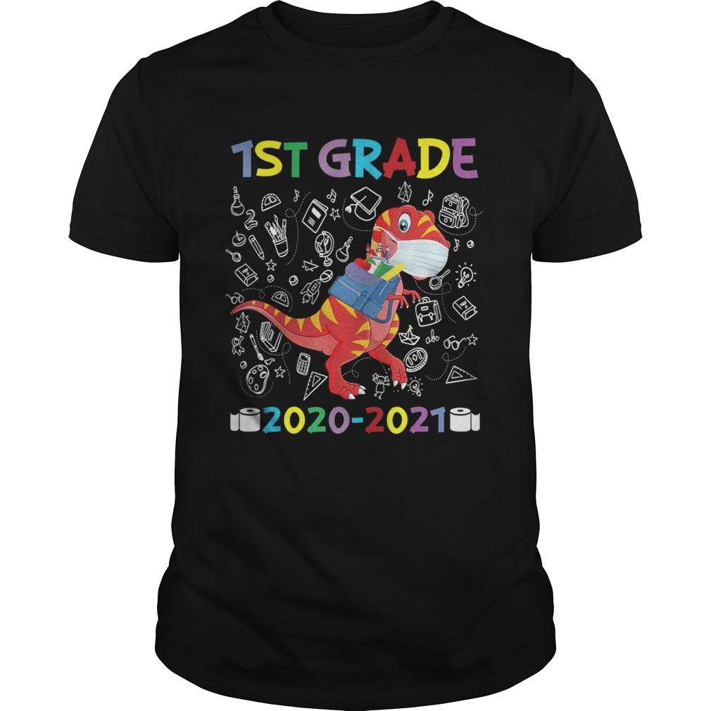 Quarantine Dinosaur 1st Grade 2020 Back To School shirt