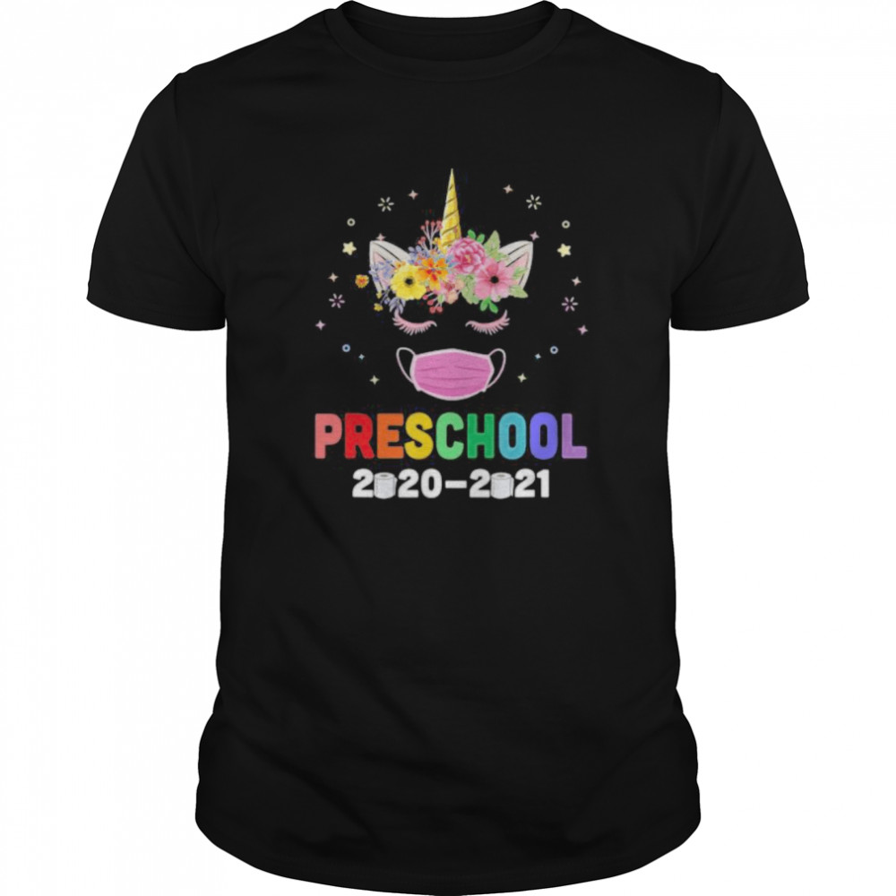 Quarantine Unicorn Hello Preschool 2020 Back To School shirt