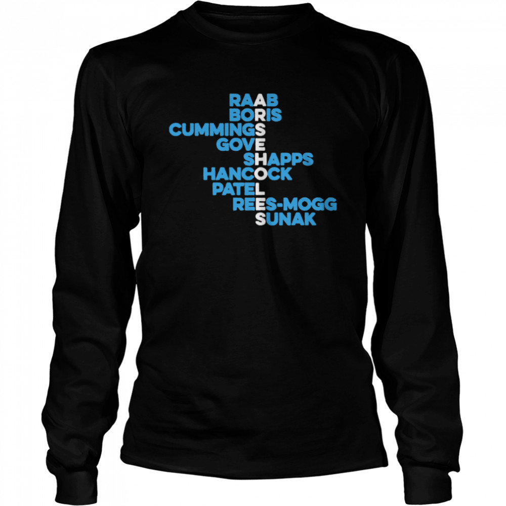 Raab Boris Cummings Gove Shapps Hancock Patel Reesmogg Sunak  Long Sleeved T-shirt