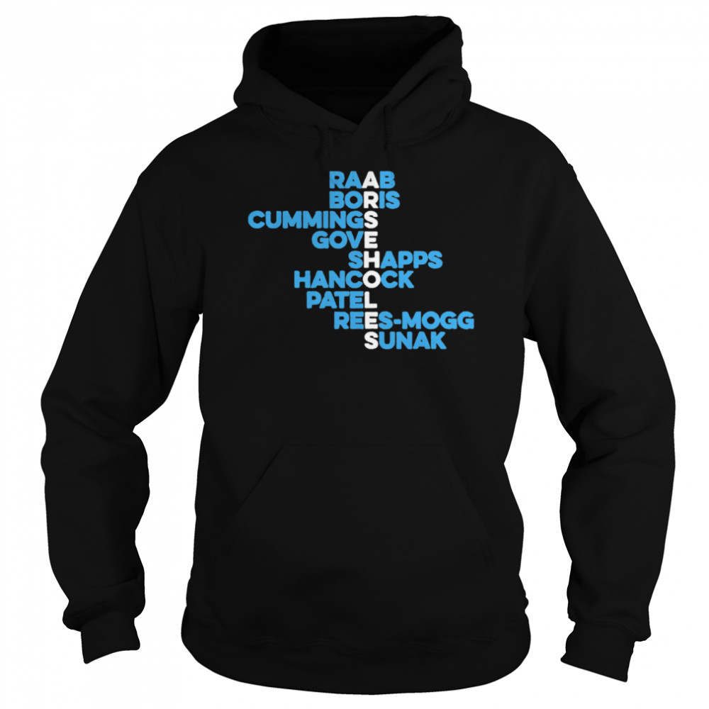 Raab Boris Cummings Gove Shapps Hancock Patel Reesmogg Sunak  Unisex Hoodie