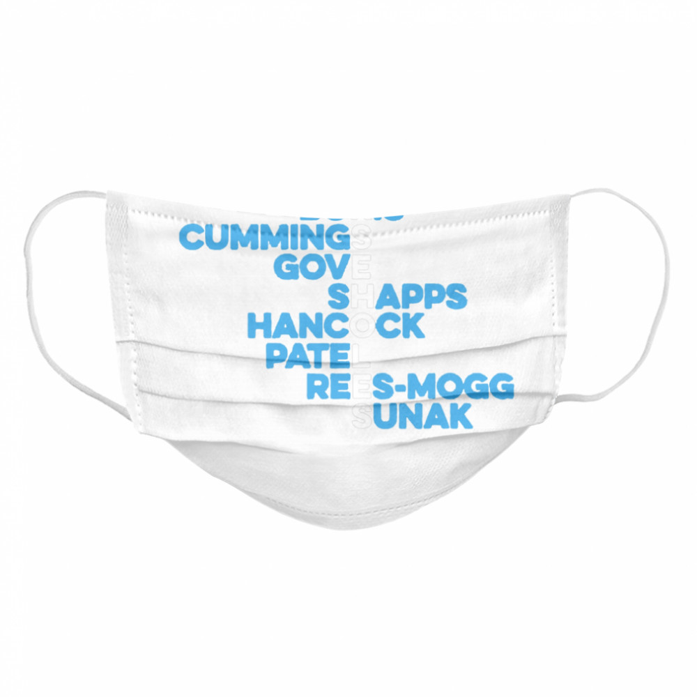 Raab Boris Cummings Gove Shapps Hancock Patel Reesmogg Sunak  Cloth Face Mask