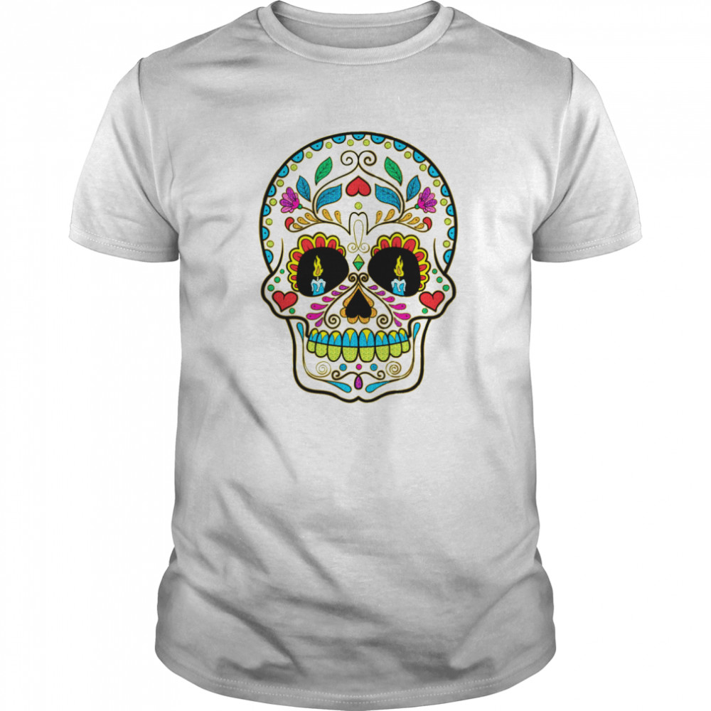 Retro Floral Sugar Skull Day Of The Dead Dia De Los Muertos shirt