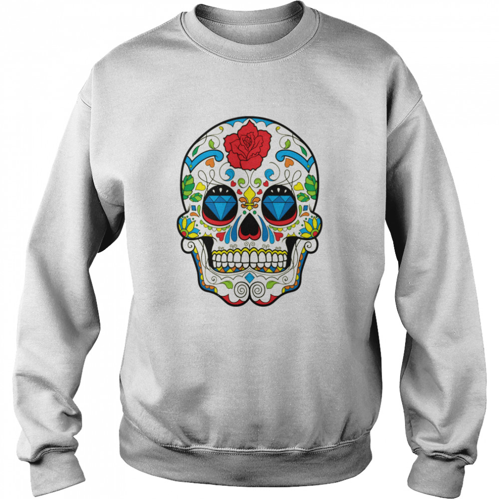 Retro Floral Sugar Skull Day Of The Dead  Unisex Sweatshirt