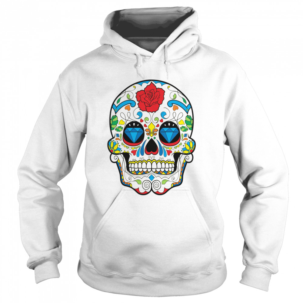 Retro Floral Sugar Skull Day Of The Dead  Unisex Hoodie