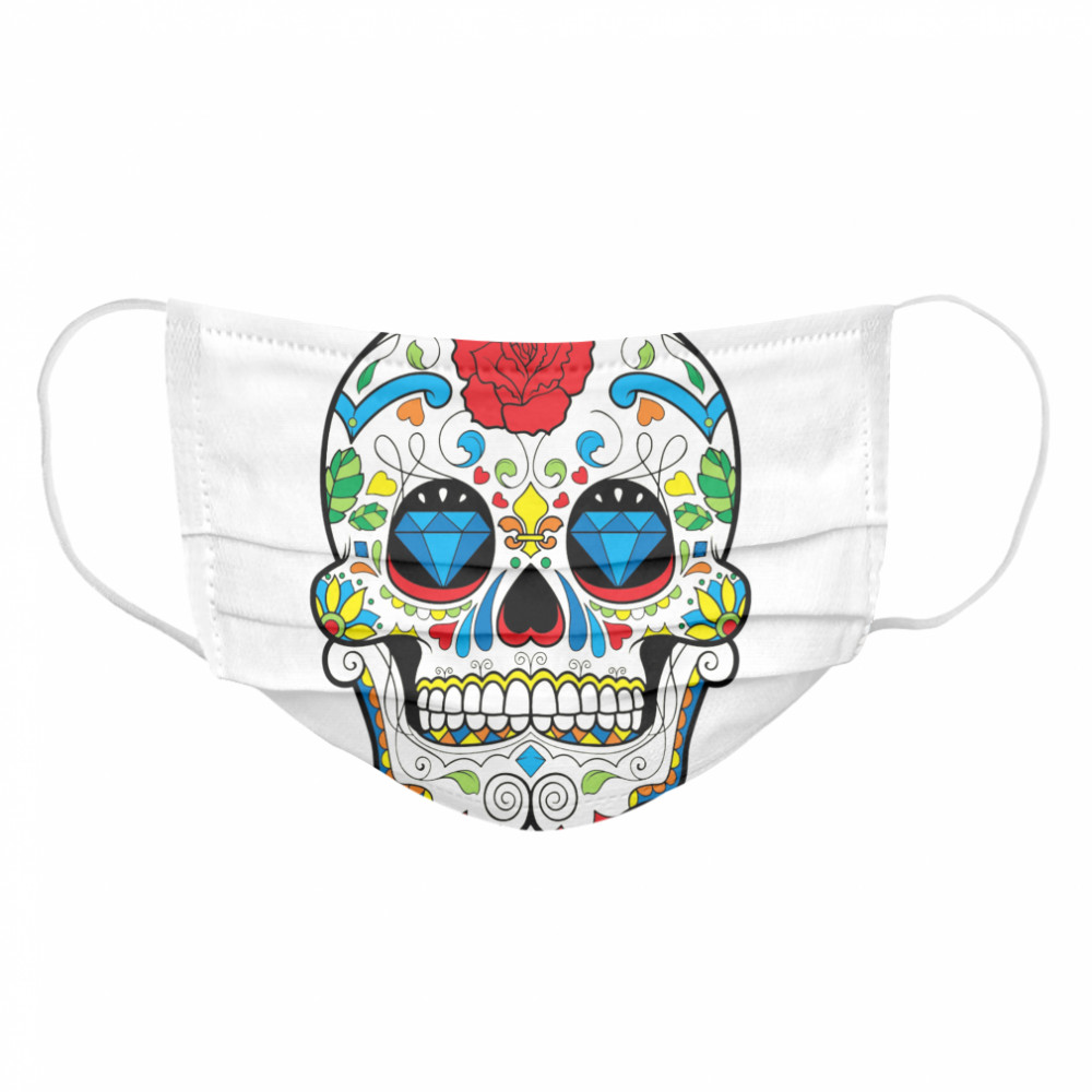 Retro Floral Sugar Skull Day Of The Dead  Cloth Face Mask