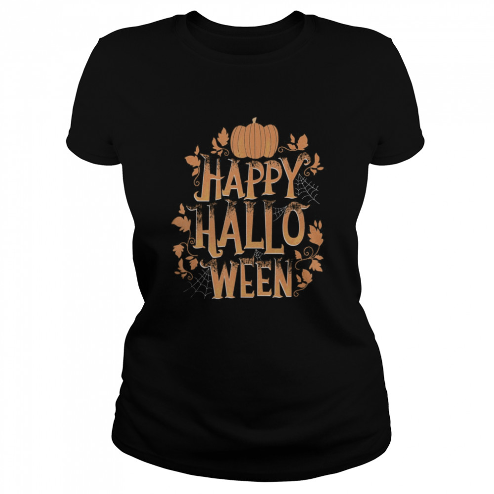 Retro Happy Halloween Shirt Women Men Vintage Pumpkin  Classic Women's T-shirt