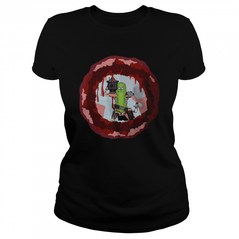 Rick And Morty Badass Pickle Rick Blow A Hole In The Chest  Classic Women's T-shirt