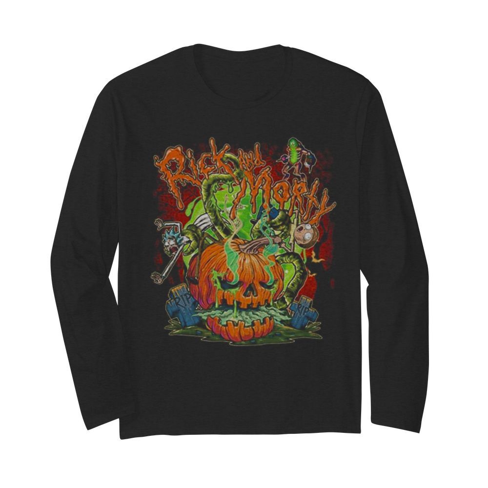 Rick And Morty Halloween Pumpkin  Long Sleeved T-shirt 