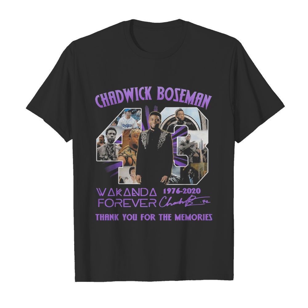 Rip chadwick 43 wakanda forever 1976 2020 thank you for the memories signatures shirt