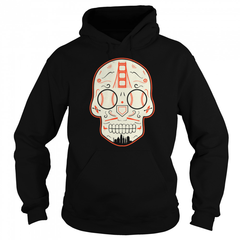 San Francisco Baseball Sugar Skull Day Of The Dead  Unisex Hoodie