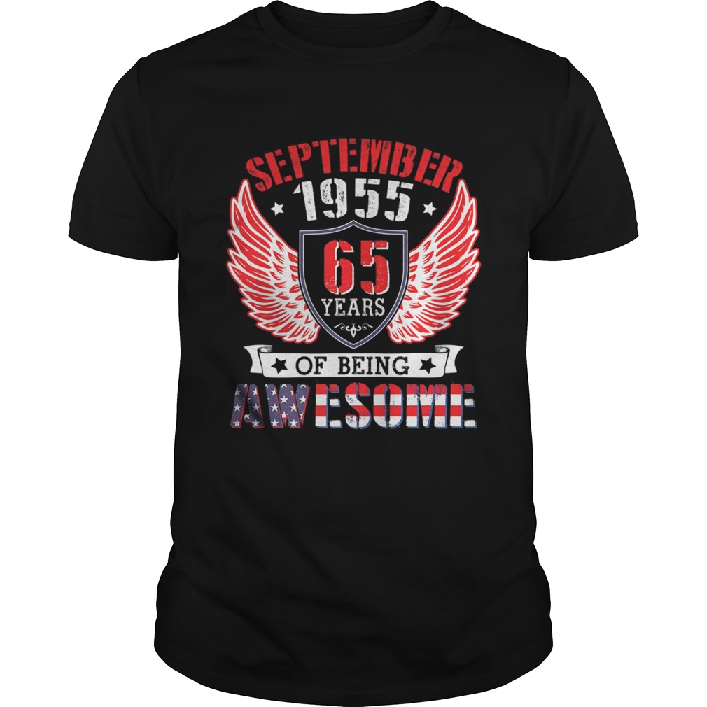 September 1955 Happy Birthday 65 Years Of Being Awesome Me shirt