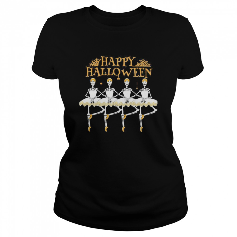 Skeleton Dancing Ballet Happy Halloween  Classic Women's T-shirt