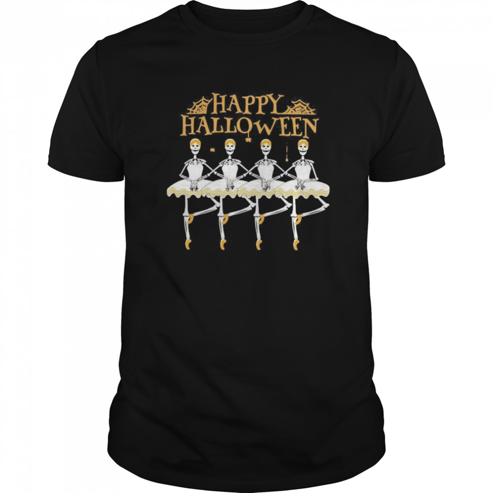 Skeleton Dancing Ballet Happy Halloween  Classic Men's T-shirt