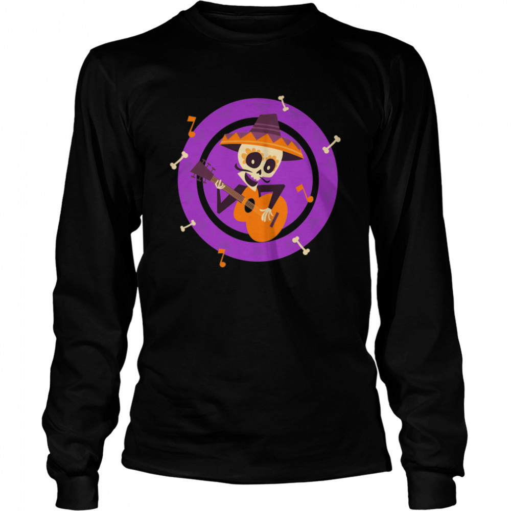 Skeleton Man Play Guitar Day Of The Dead  Long Sleeved T-shirt