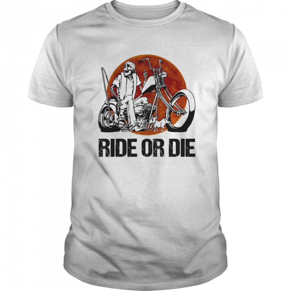 Skeleton motocross ride or die sunset shirt