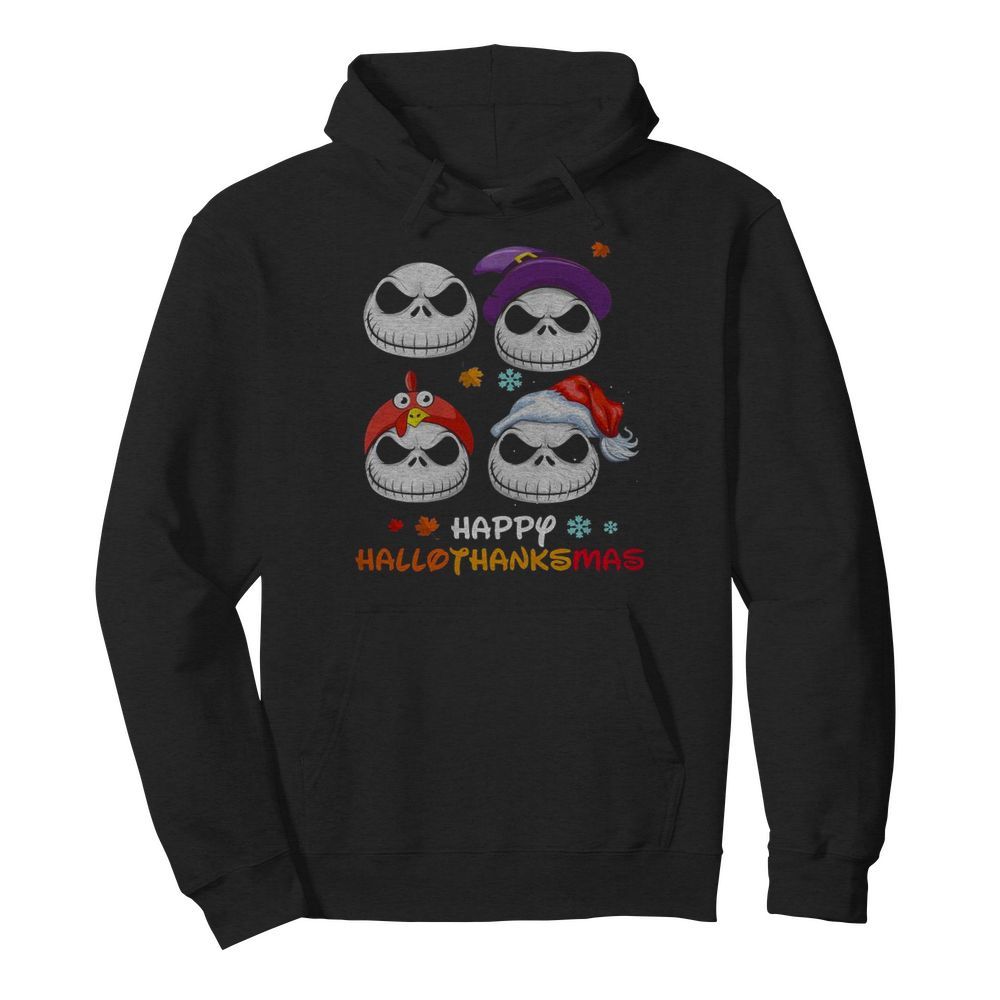 Skellington Halloween And Merry Christmas Happy Hallothanksmas  Unisex Hoodie