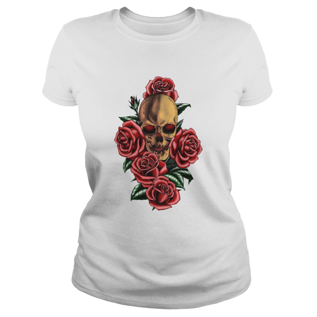 Skull And Roses Dia De Los Muertos Day Of The Dead  Classic Ladies