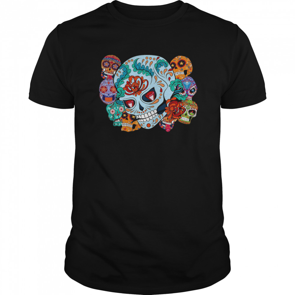 Skull Collage Dia De Muertos Day Of The Dead shirt