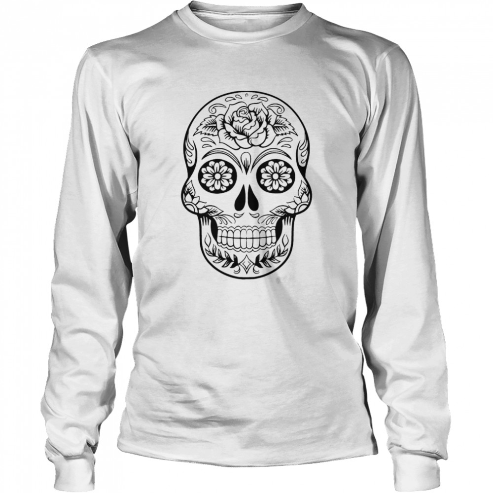 Skull Day Of The Dead Dia De Muertos  Long Sleeved T-shirt