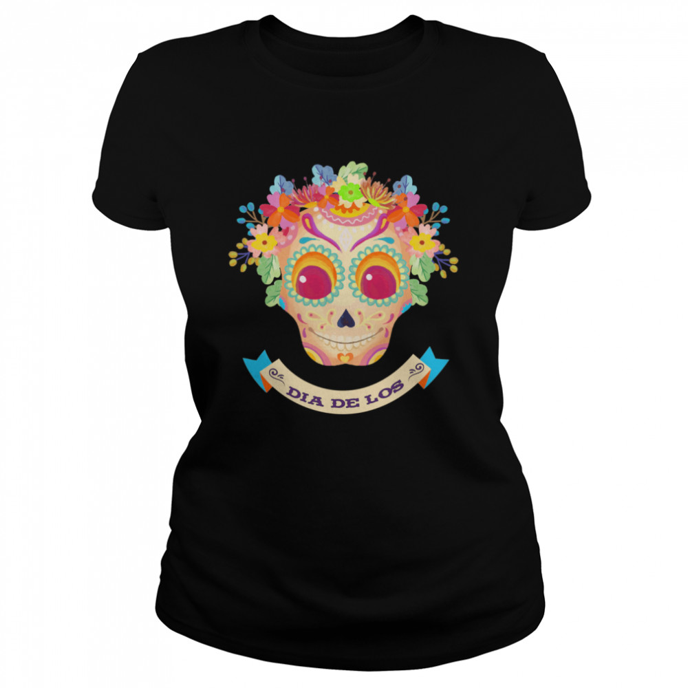 Skull Flower Dia De Los Muertos  Classic Women's T-shirt