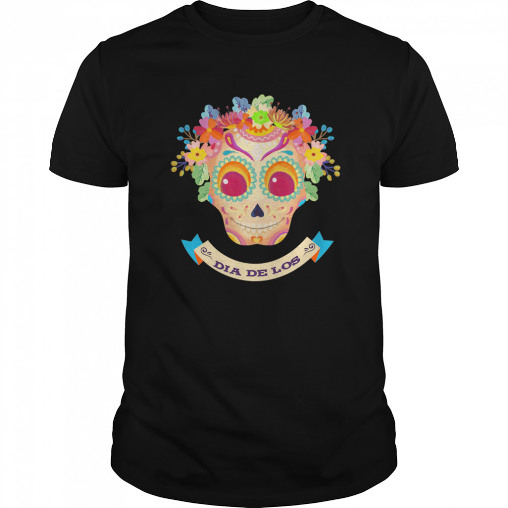 Skull Flower Dia De Los Muertos  Classic Men's T-shirt